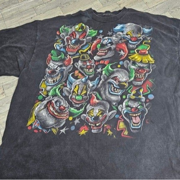 Vintage XL Scary Evil Clowns Graphic Print Shirt **NO TAG** - Picture 1 of 4